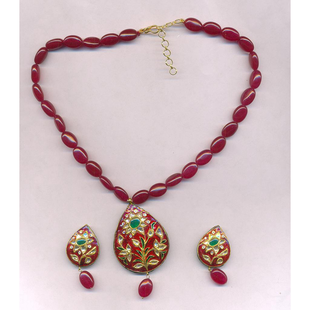 DIAMOND HALF SET PENDENT POLKI