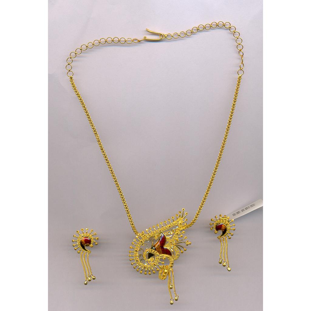 GOLD HALF SET PENDENT PLAIN FANCY
