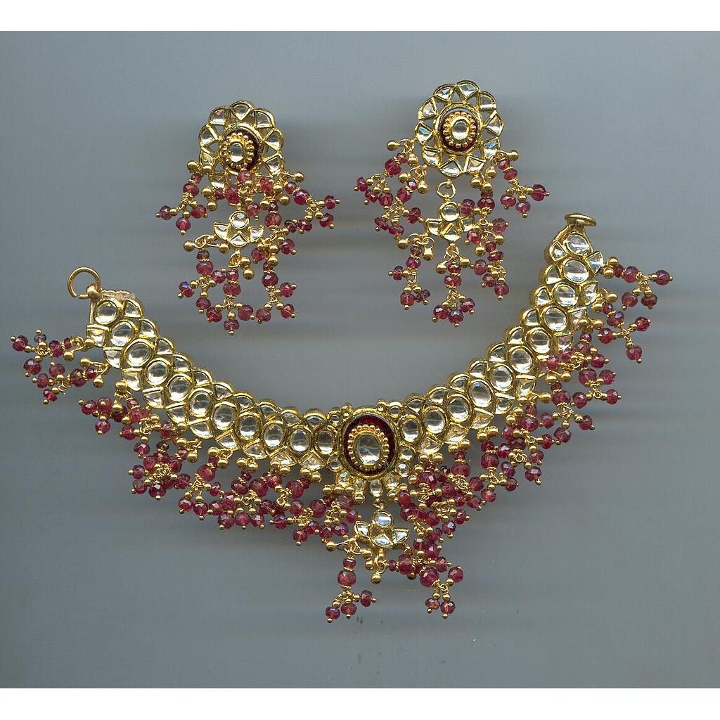 GOLD HALF SET ROUND KUNDAN EXCLUSIVE