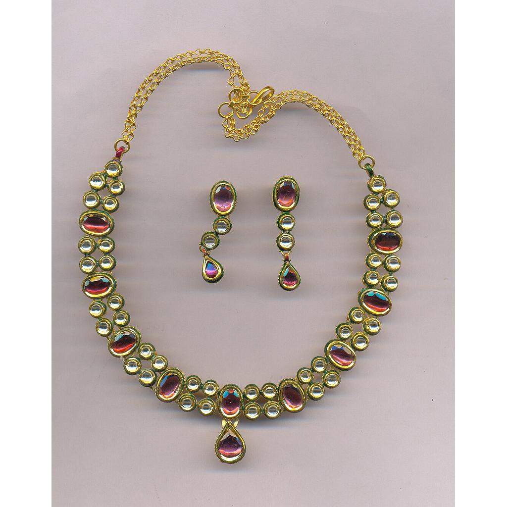 GOLD HALF SET ROUND KUNDAN EXCLUSIVE