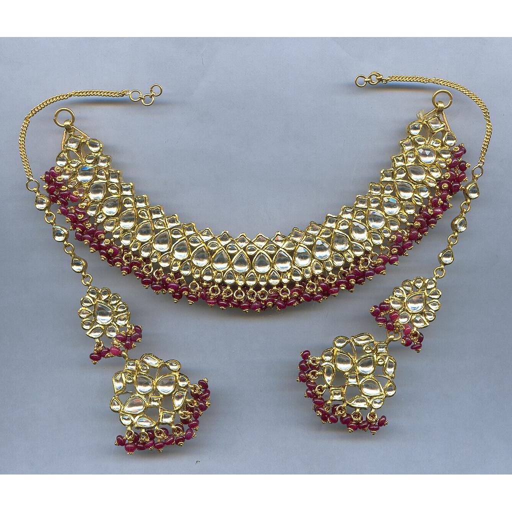 GOLD HALF SET ROUND KUNDAN EXCLUSIVE