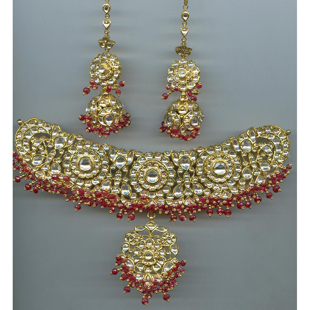 GOLD HALF SET ROUND KUNDAN EXCLUSIVE