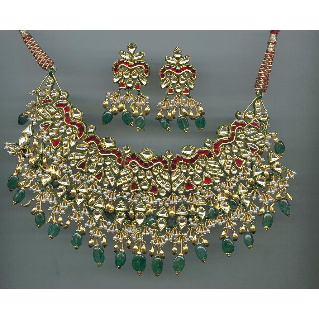 GOLD HALF SET ROUND KUNDAN EXCLUSIVE