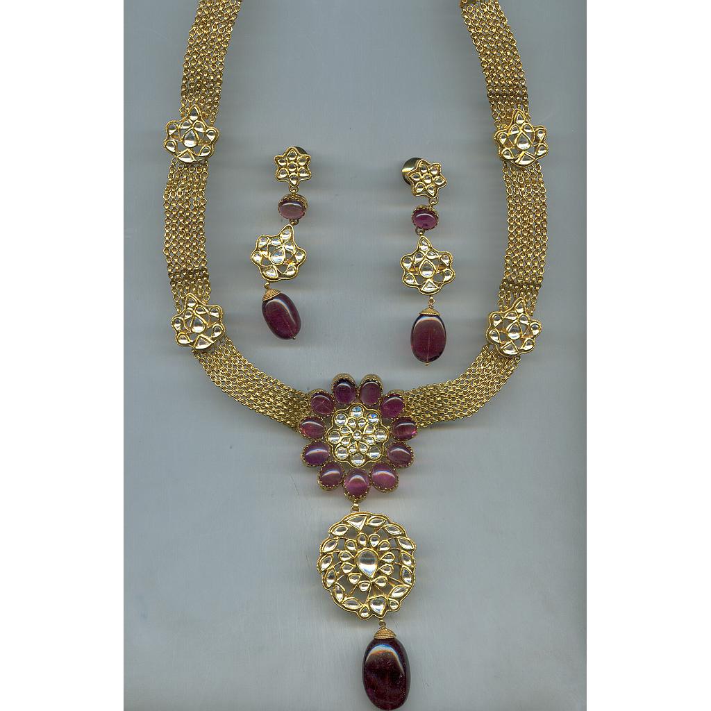 GOLD HALF SET ROUND KUNDAN EXCLUSIVE