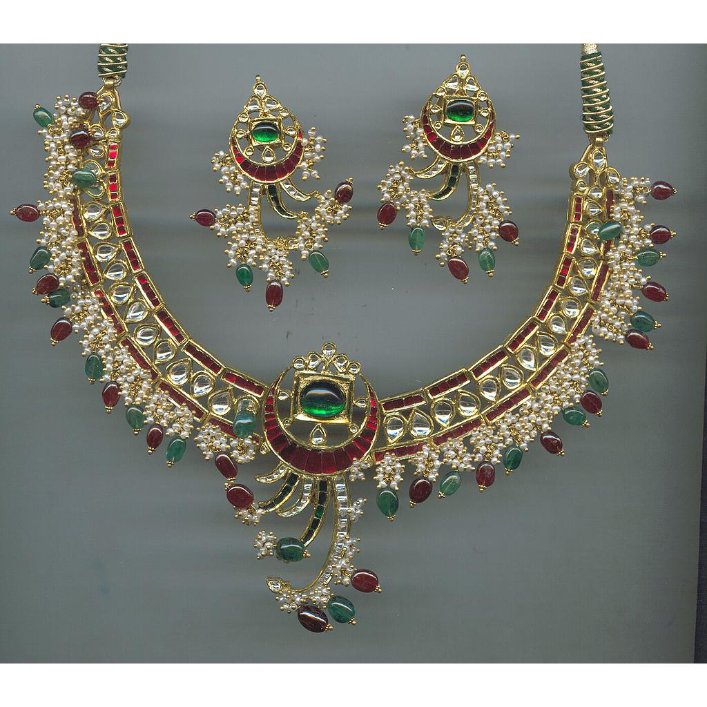 GOLD HALF SET ROUND KUNDAN EXCLUSIVE