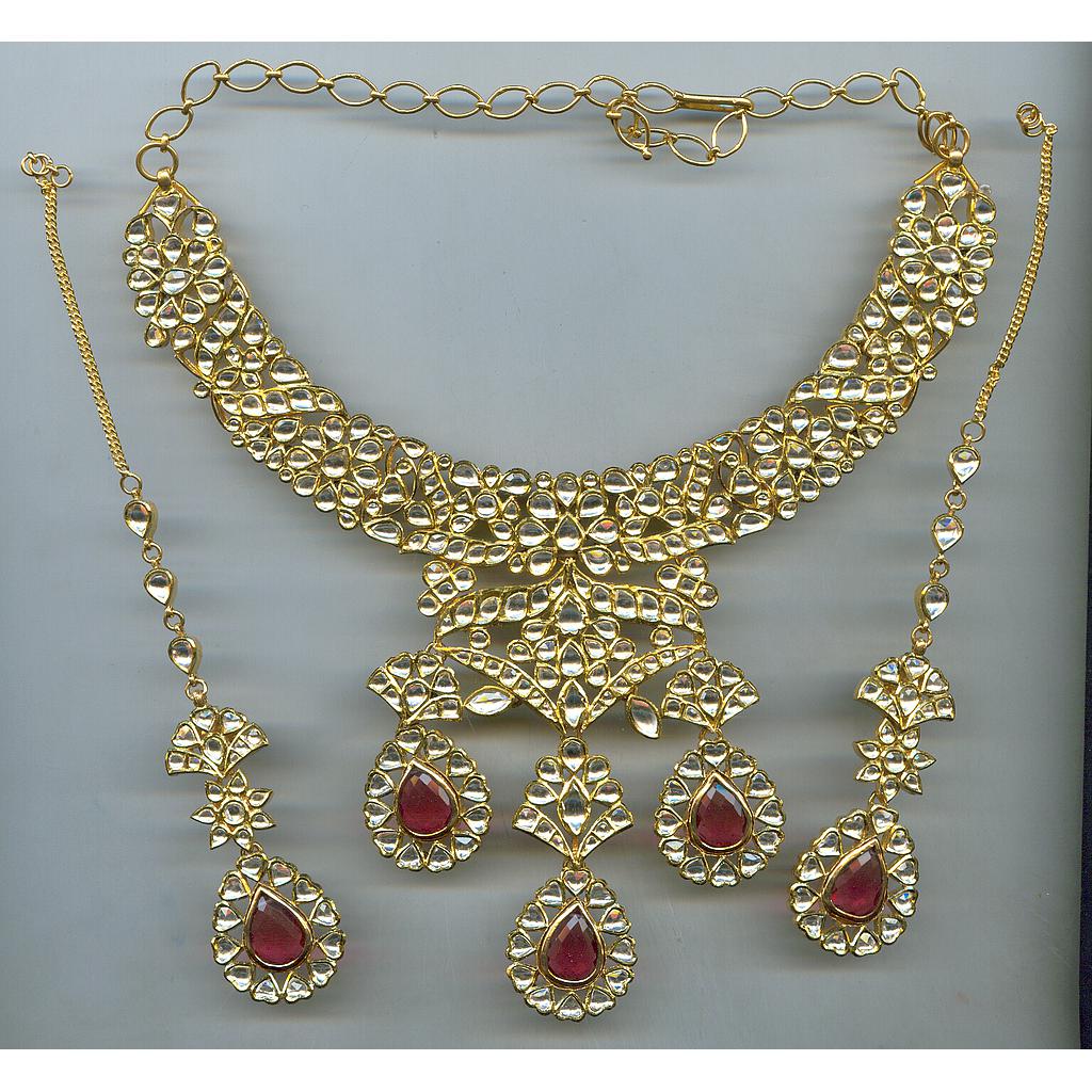 GOLD HALF SET ROUND KUNDAN EXCLUSIVE