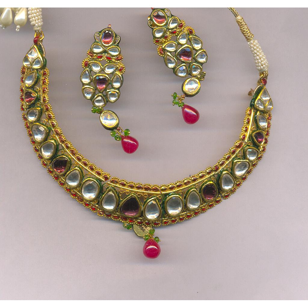 GOLD HALF SET ROUND KUNDAN FANCY