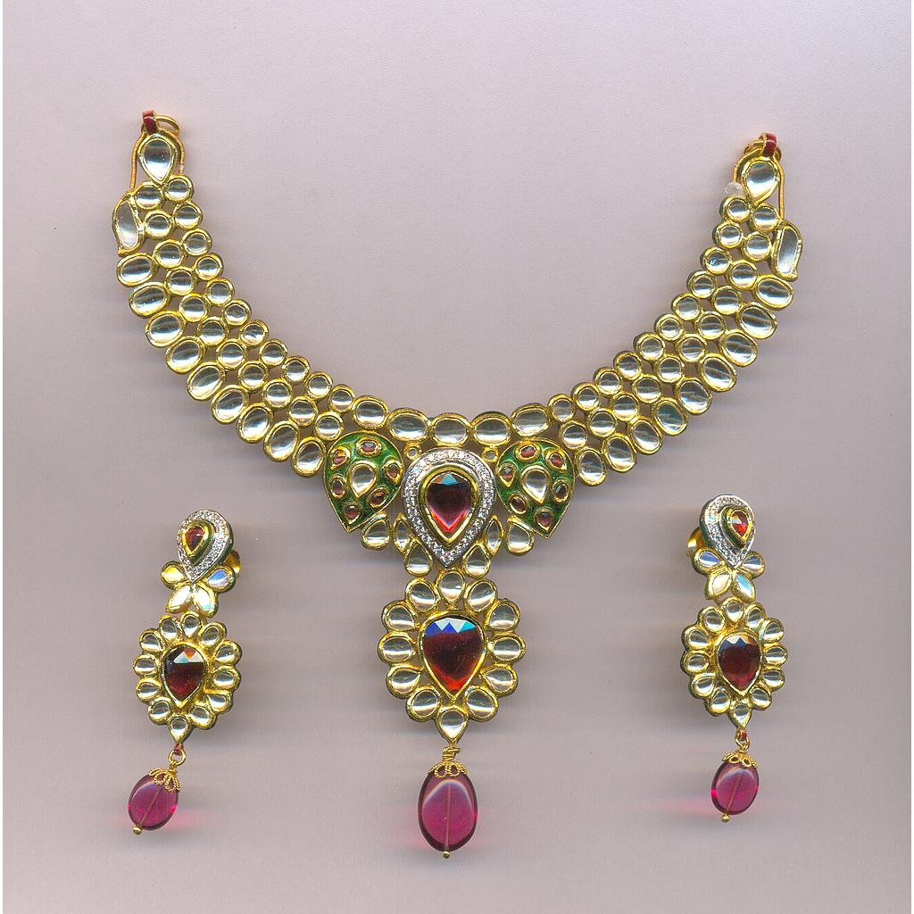 GOLD HALF SET ROUND KUNDAN FANCY