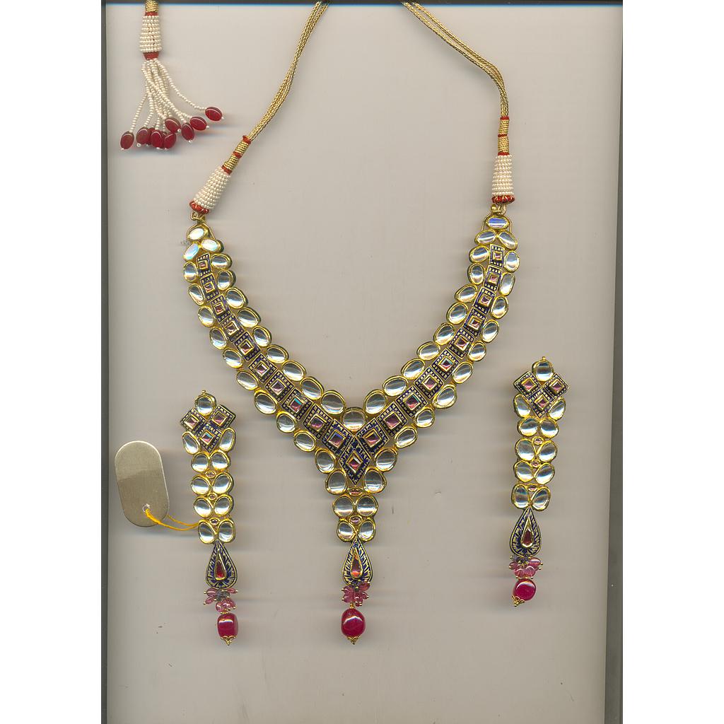 GOLD HALF SET ROUND KUNDAN FANCY