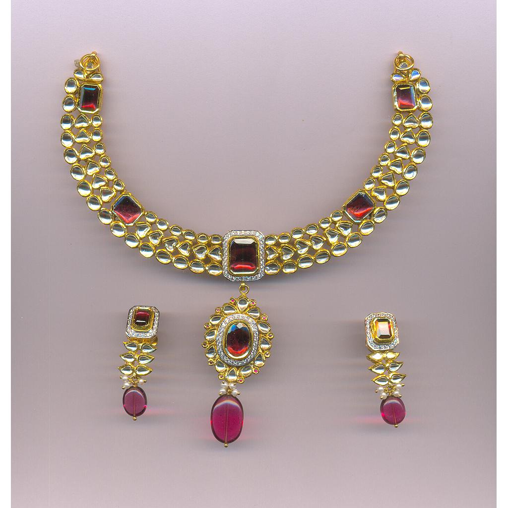 GOLD HALF SET ROUND KUNDAN FANCY
