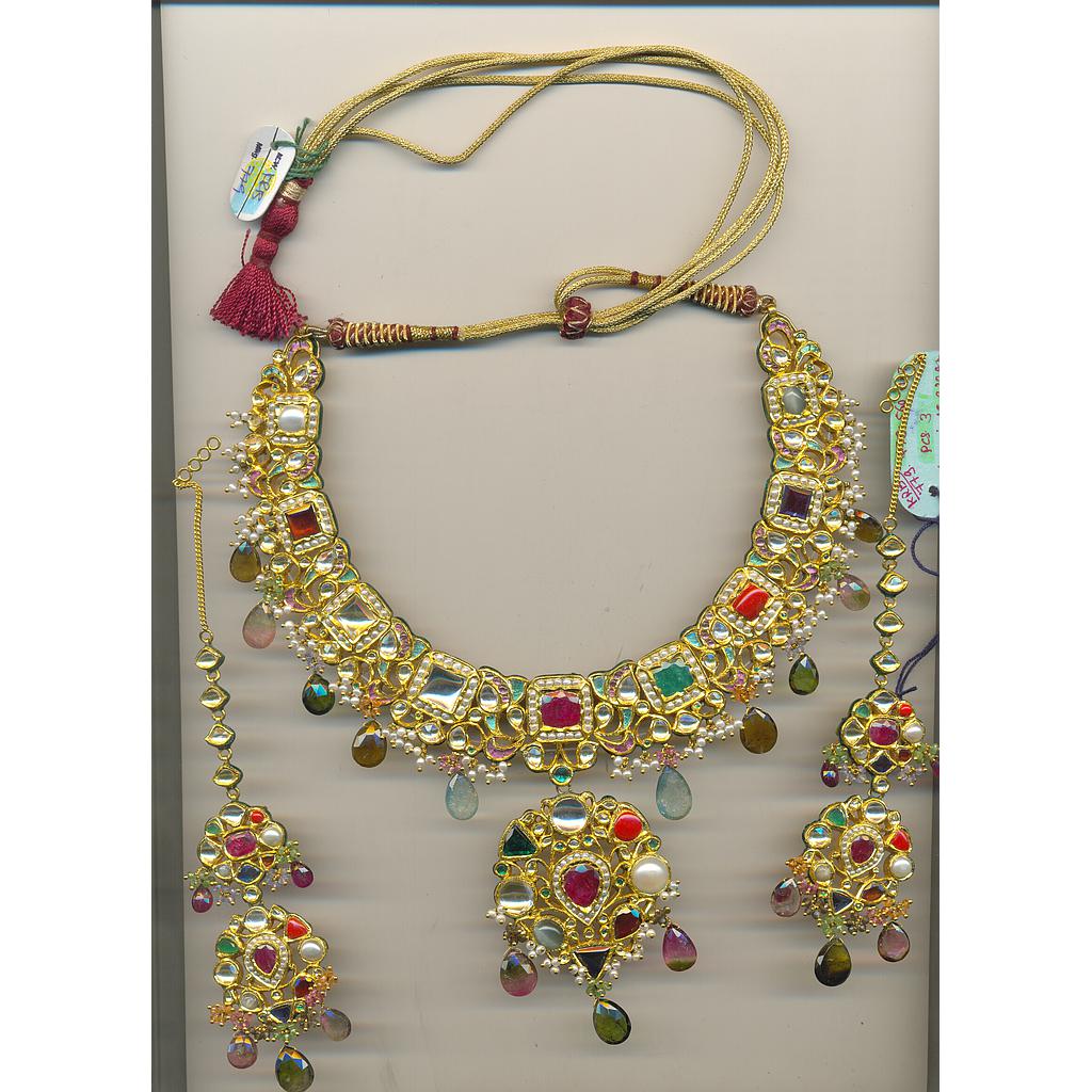 GOLD HALF SET ROUND KUNDAN FANCY