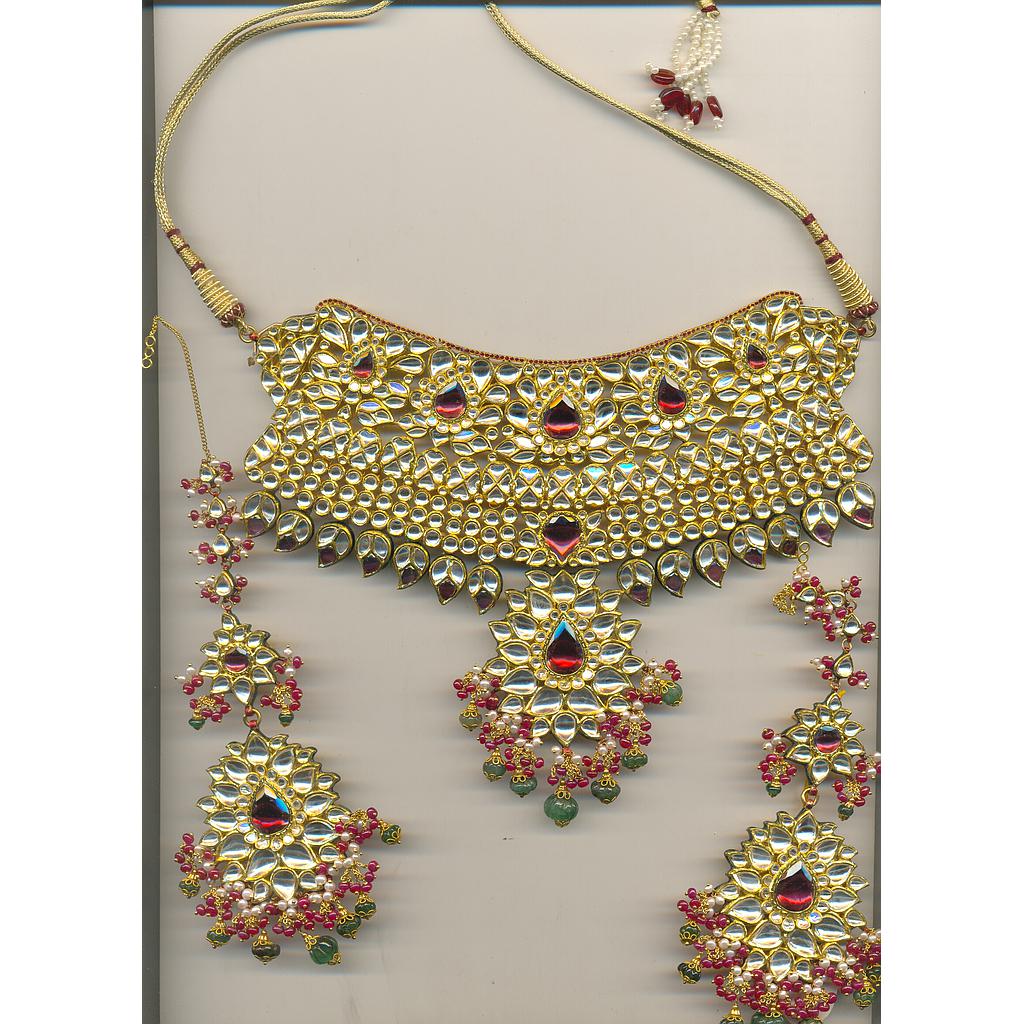 GOLD HALF SET ROUND KUNDAN FANCY