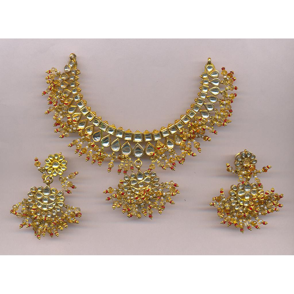 GOLD HALF SET ROUND KUNDAN FANCY