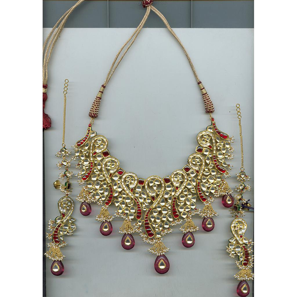 GOLD HALF SET ROUND KUNDAN FANCY
