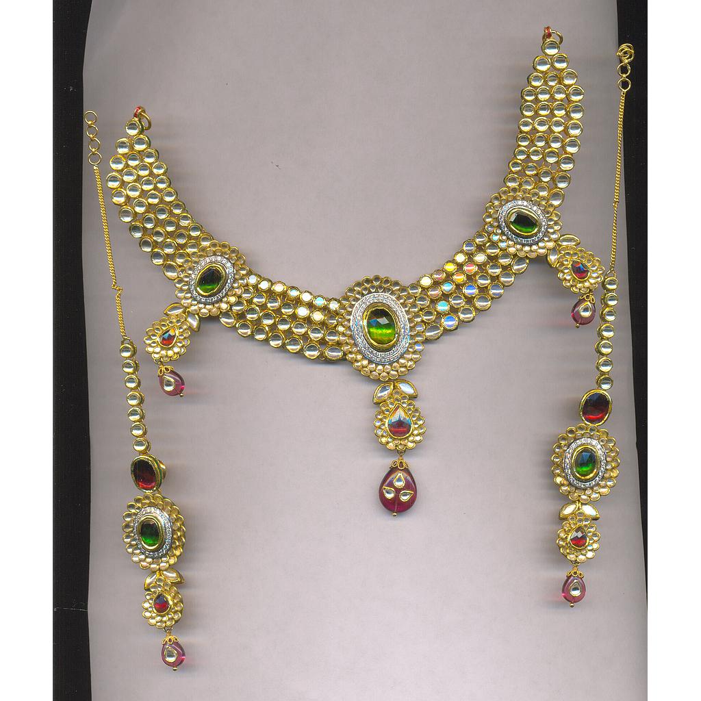 GOLD HALF SET ROUND KUNDAN FANCY