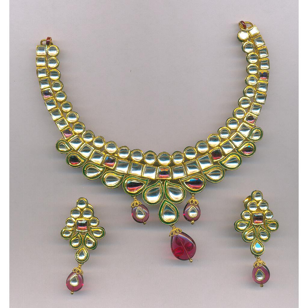 GOLD HALF SET ROUND KUNDAN FANCY