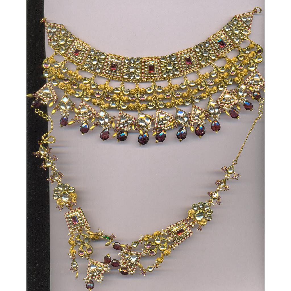 GOLD HALF SET ROUND KUNDAN FANCY