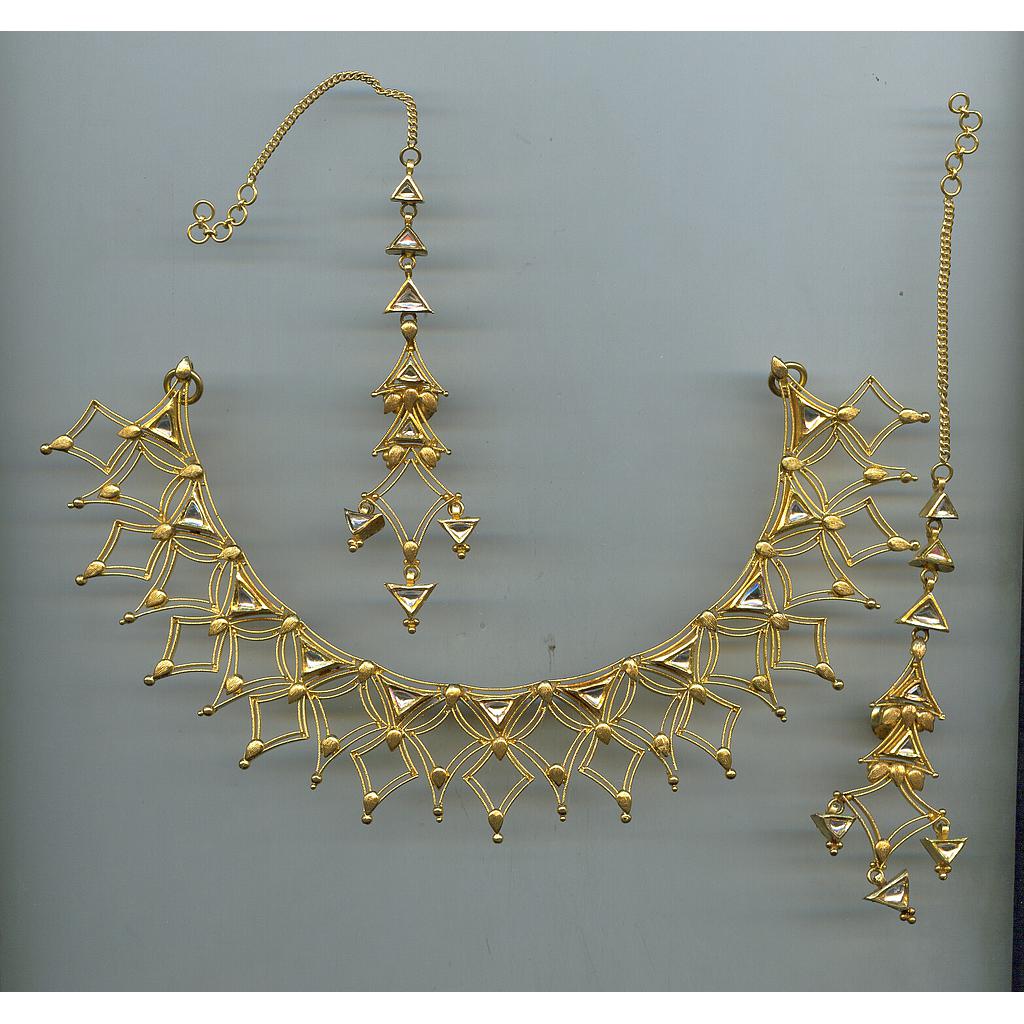 GOLD HALF SET ROUND KUNDAN GENERAL