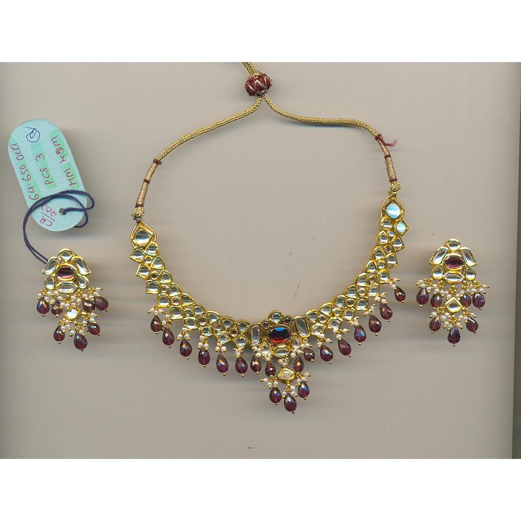 GOLD HALF SET ROUND KUNDAN GENERAL