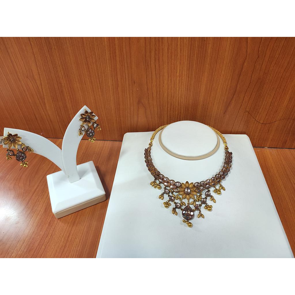 GOLD HALF SET ROUND KUNDAN